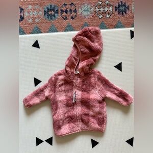 Outdoor Kids|Baby girl Cozy Sherpa full zip gingham hooded sweater,checkered•••